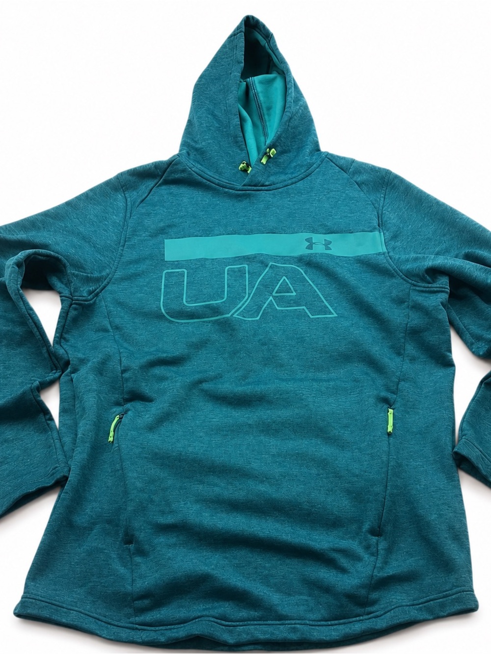 Under Armour ColdGear Hoodie Mens Medium Teal Fitted‎ Performance Fleece